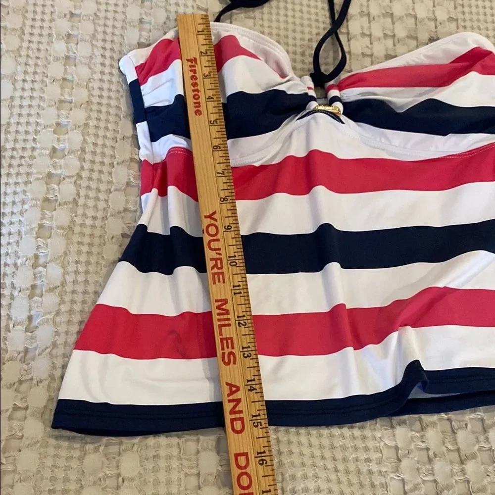 Ralph Lauren Bikini Swimsuit Womens 12 Halter Striped Pink Blue Beach Pool‎
